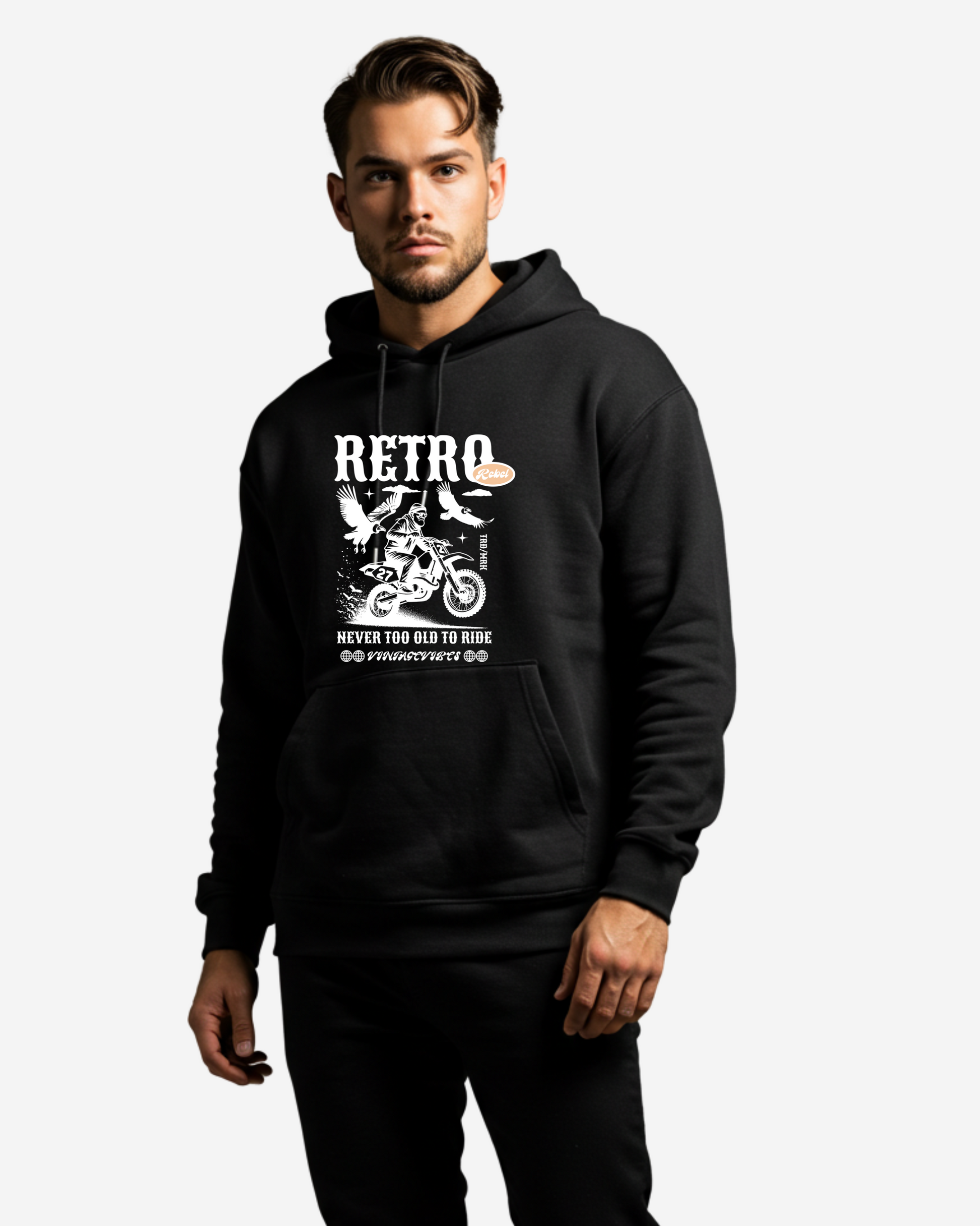 Never Too Old to Ride Men's Oversized Hoodie