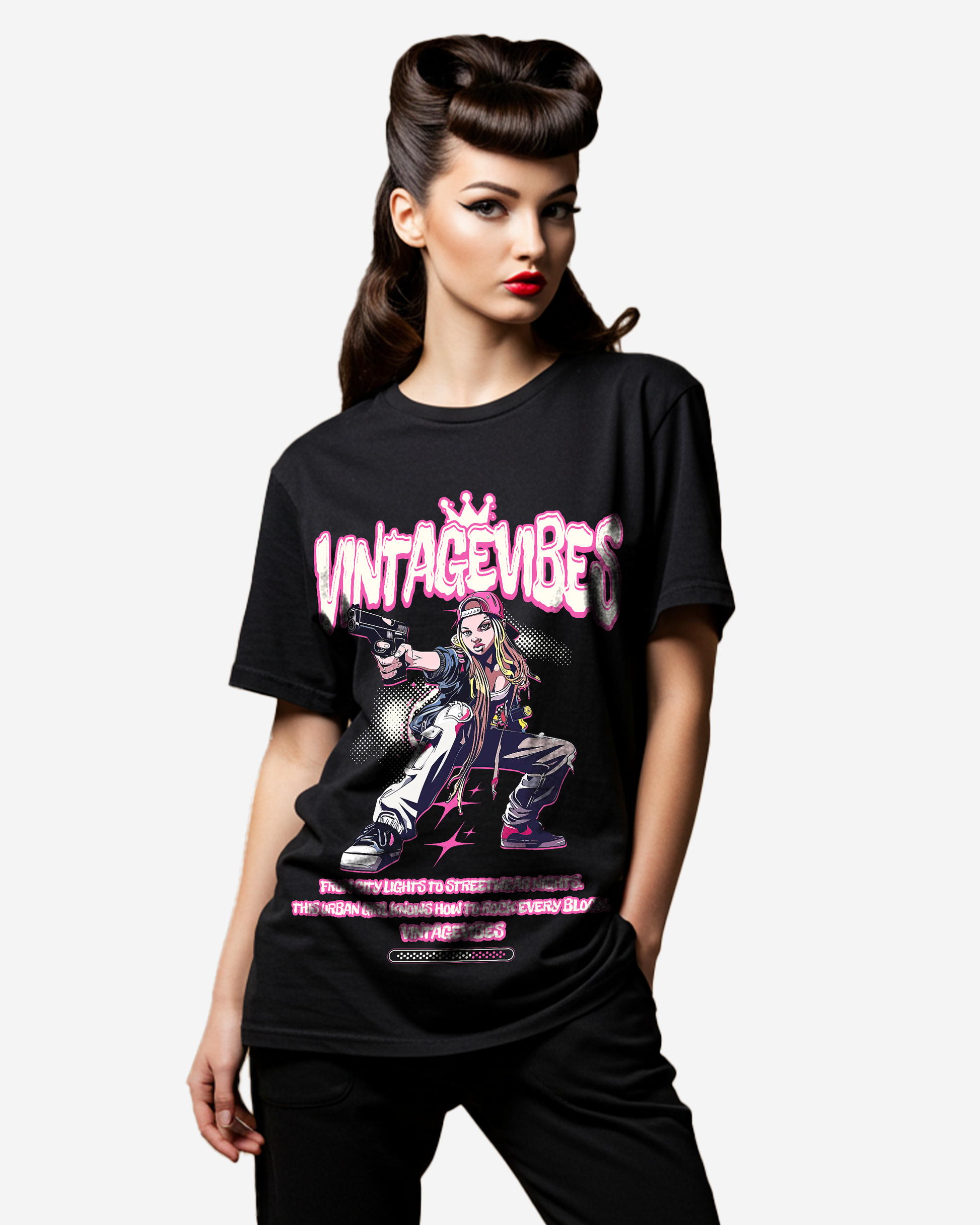 Urban Girl Hip Hop Music Women's Oversized T-Shirt