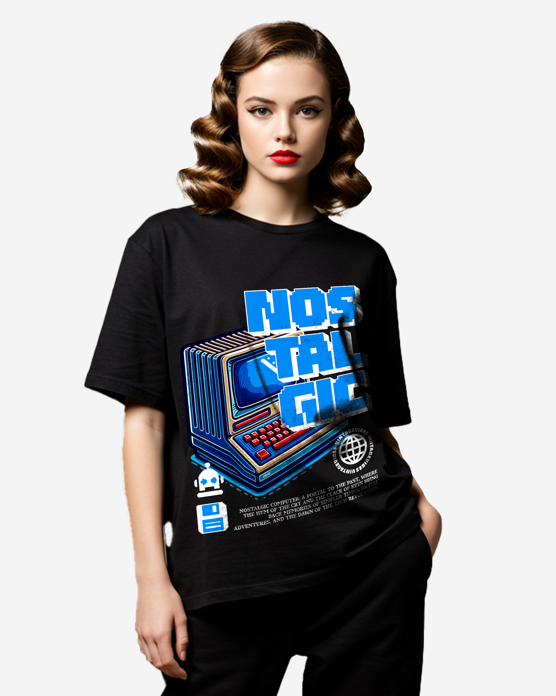 Nostalgic Computer Women's Oversized T-Shirt