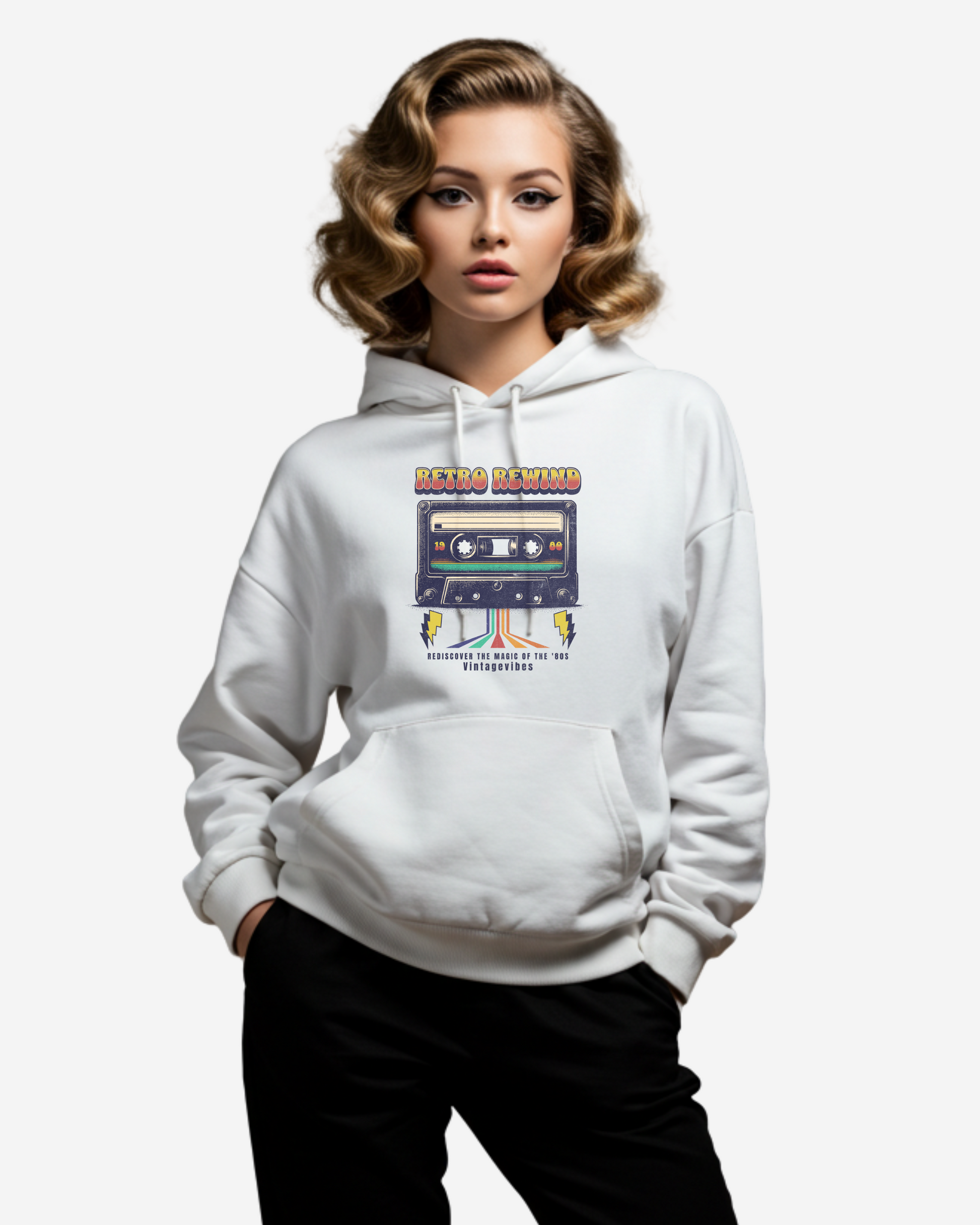 Cassette Tape Retro Rewind Women's Oversized Hoodie