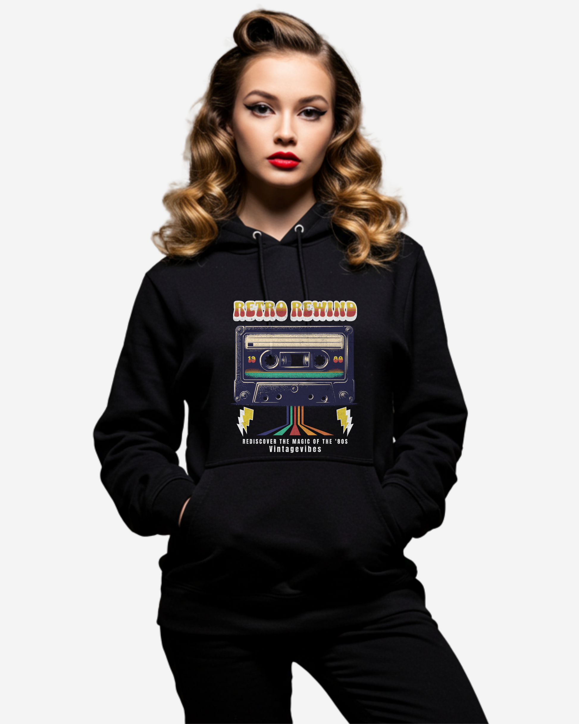 Cassette Tape Retro Rewind Women's Oversized Hoodie