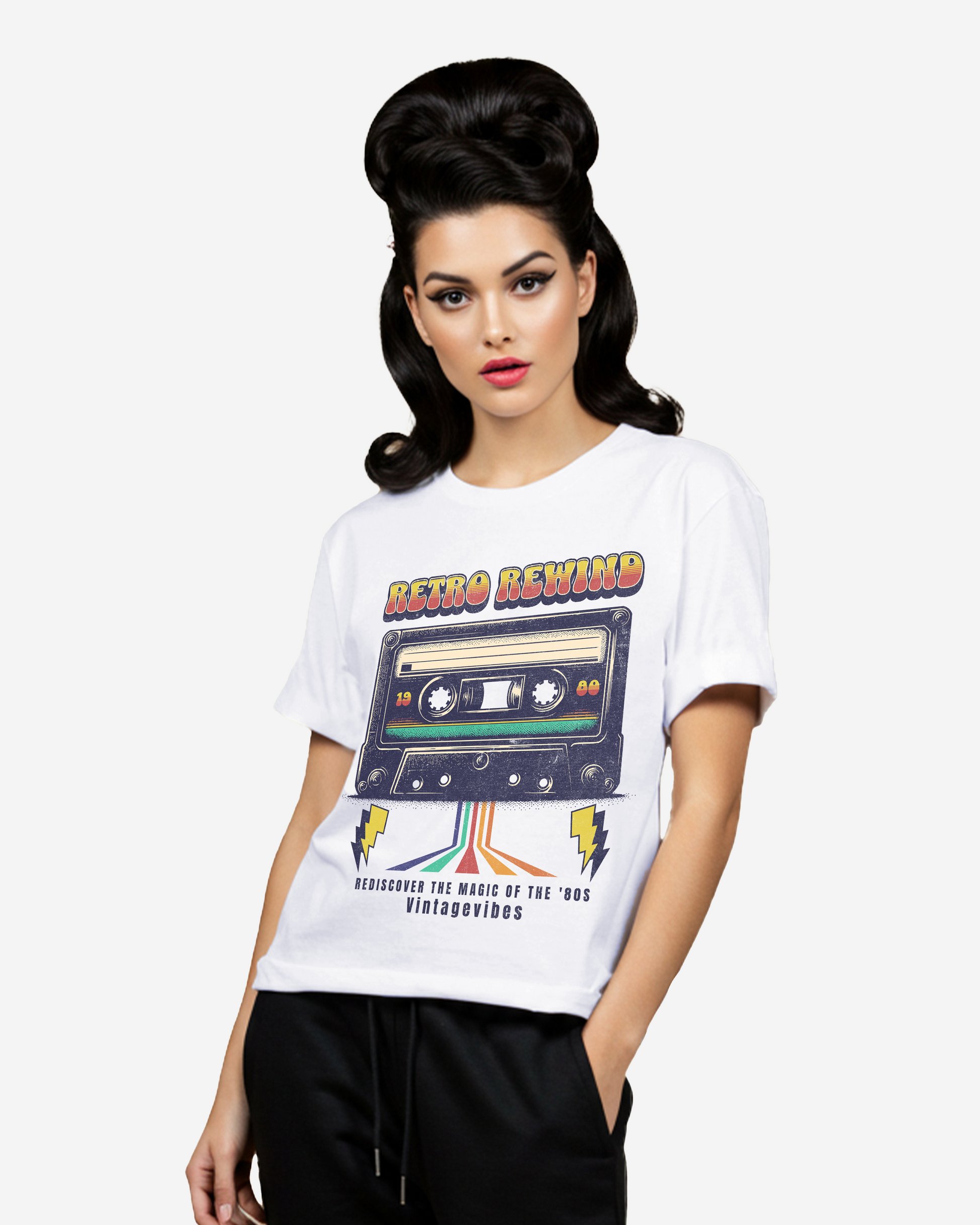 Cassette Tape Retro Rewind Women's Oversized T-Shirt