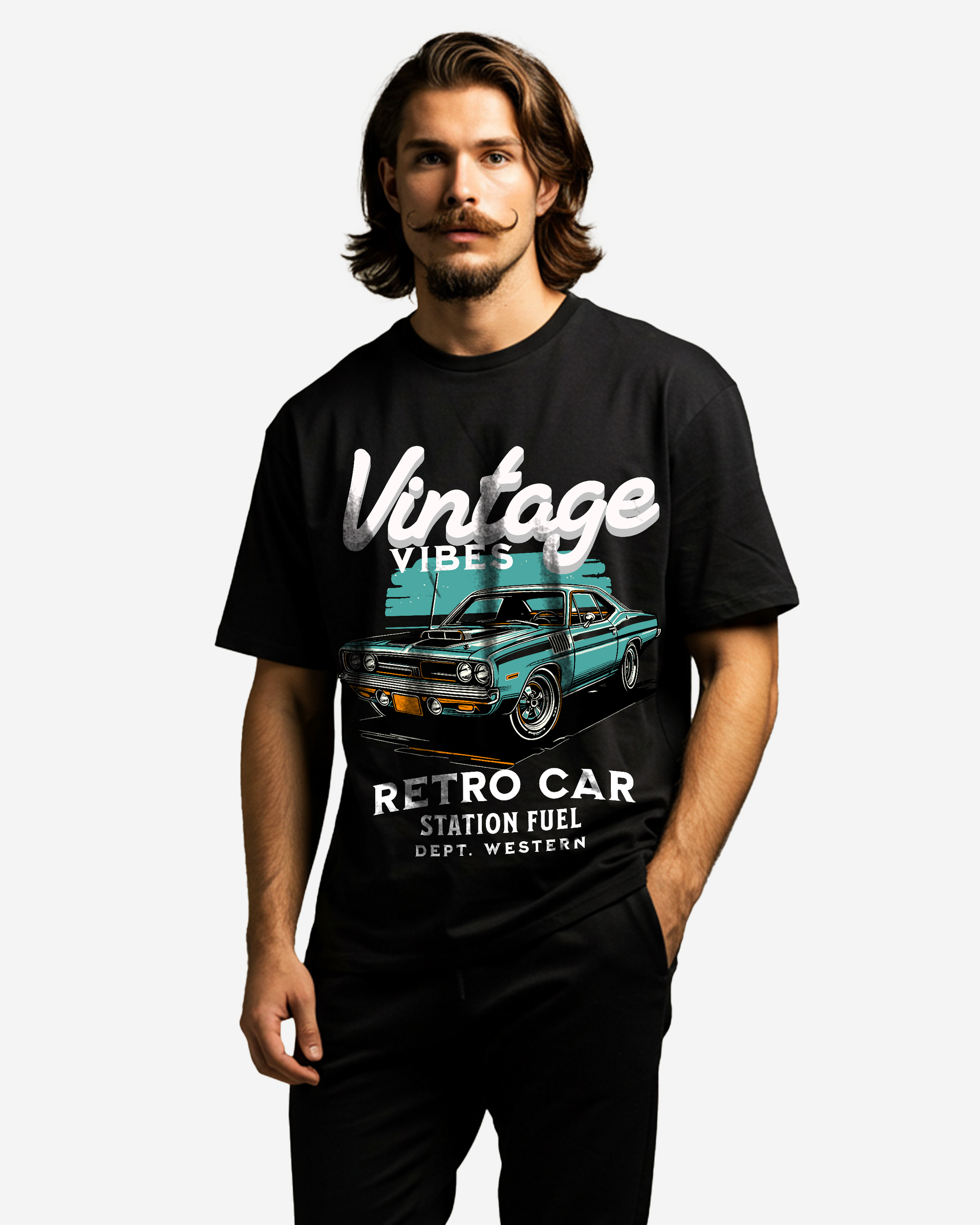 Vintage Car Retro Design Men's Oversized T-Shirt