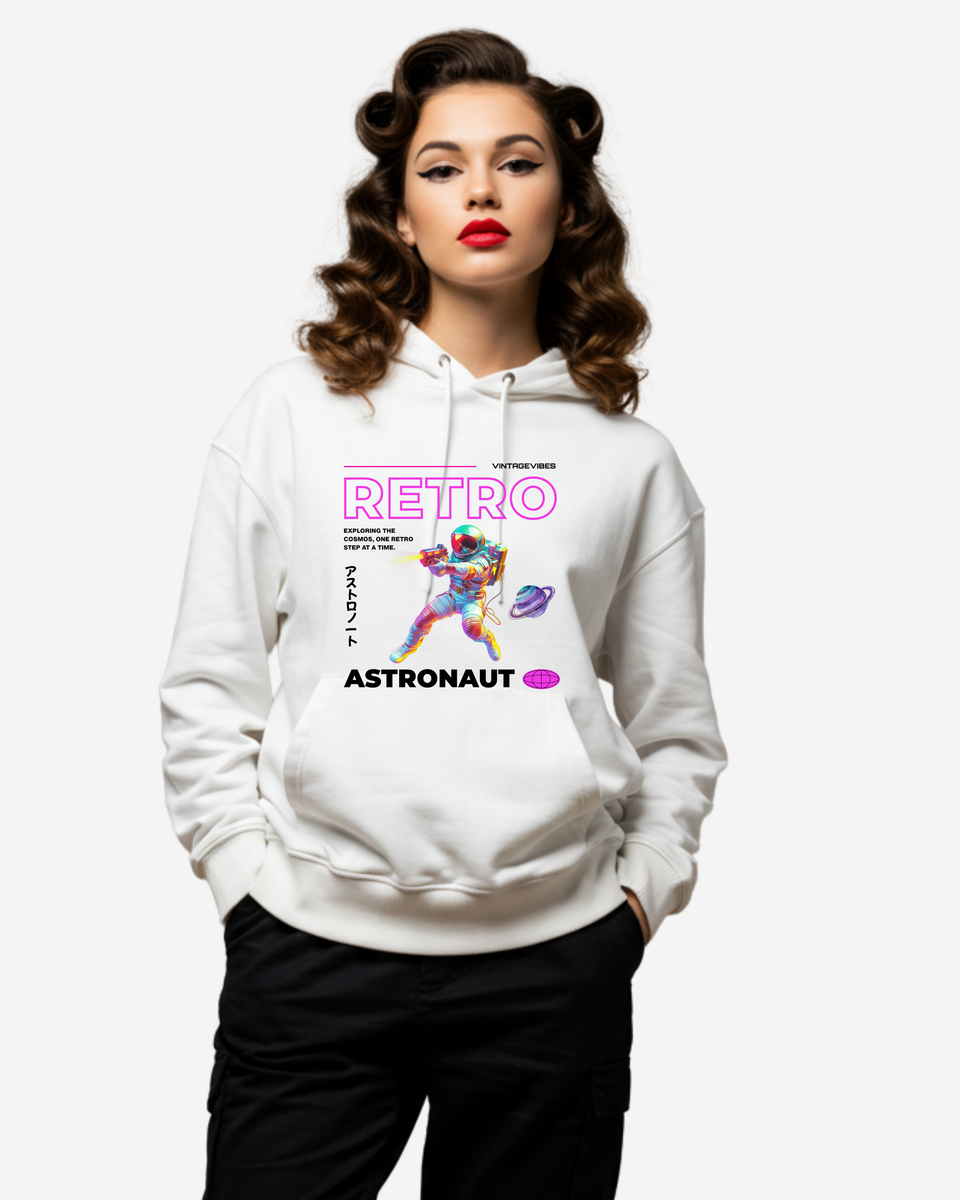 Retro Astronaut Women's Oversized Hoodie