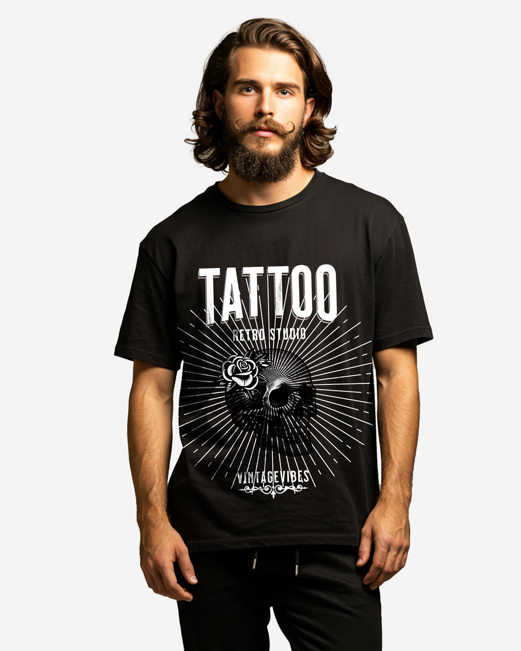 Vintage Skull Tattoo Salon Men's Oversized T-Shirt