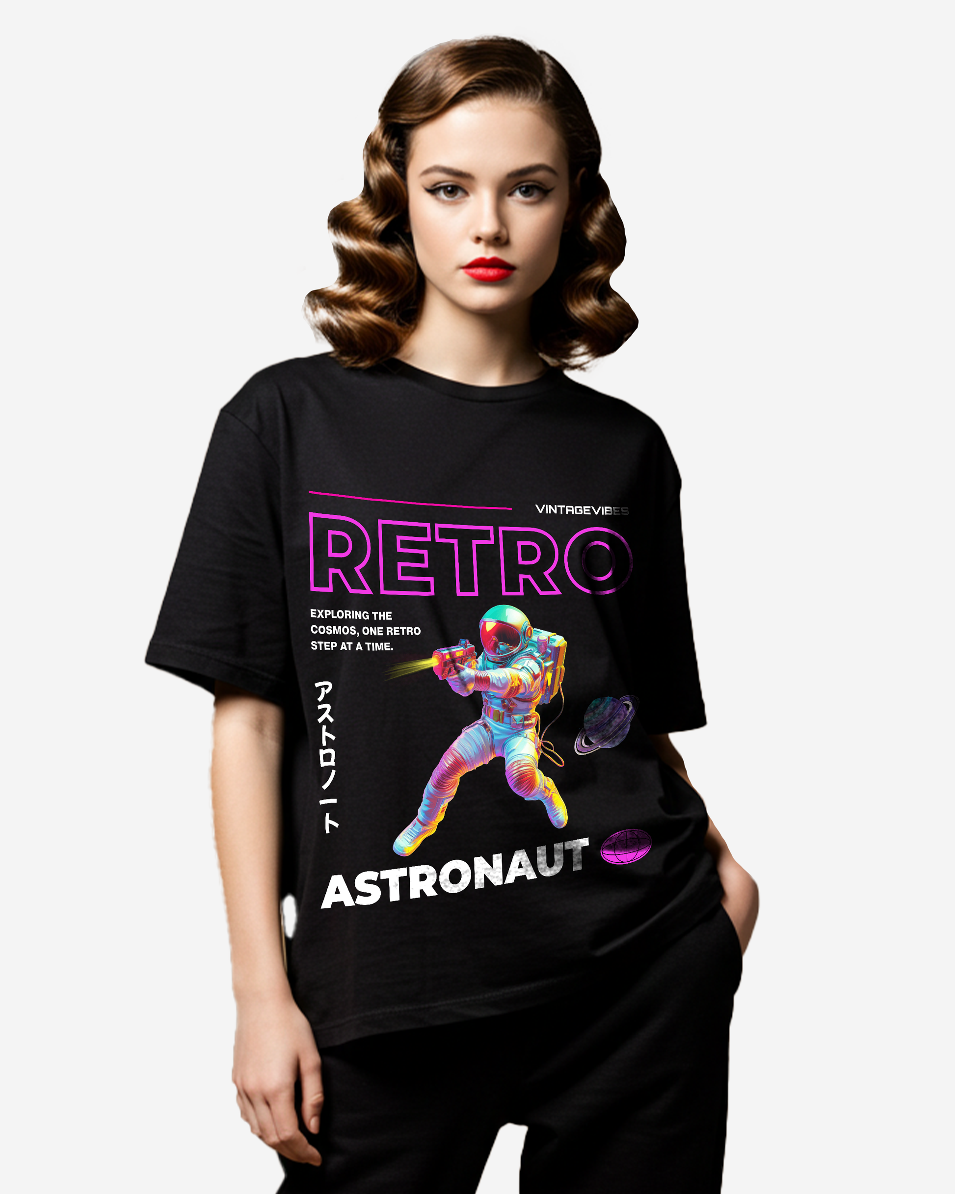 Retro Astronaut Women's Oversized T-Shirt