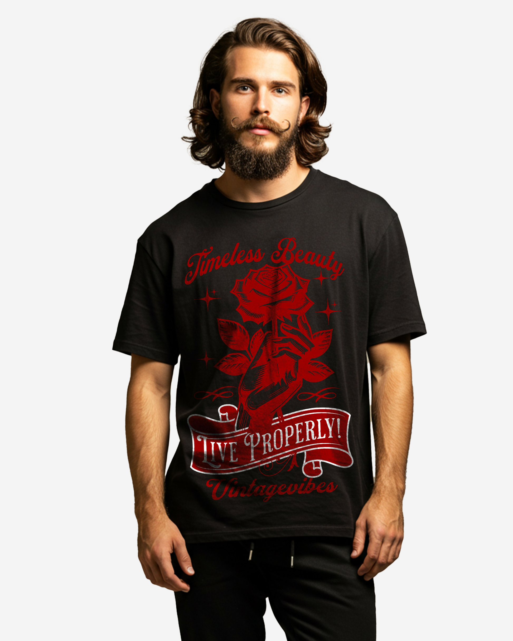 Timeless Beauty Live Properly Men's Oversized T-Shirt