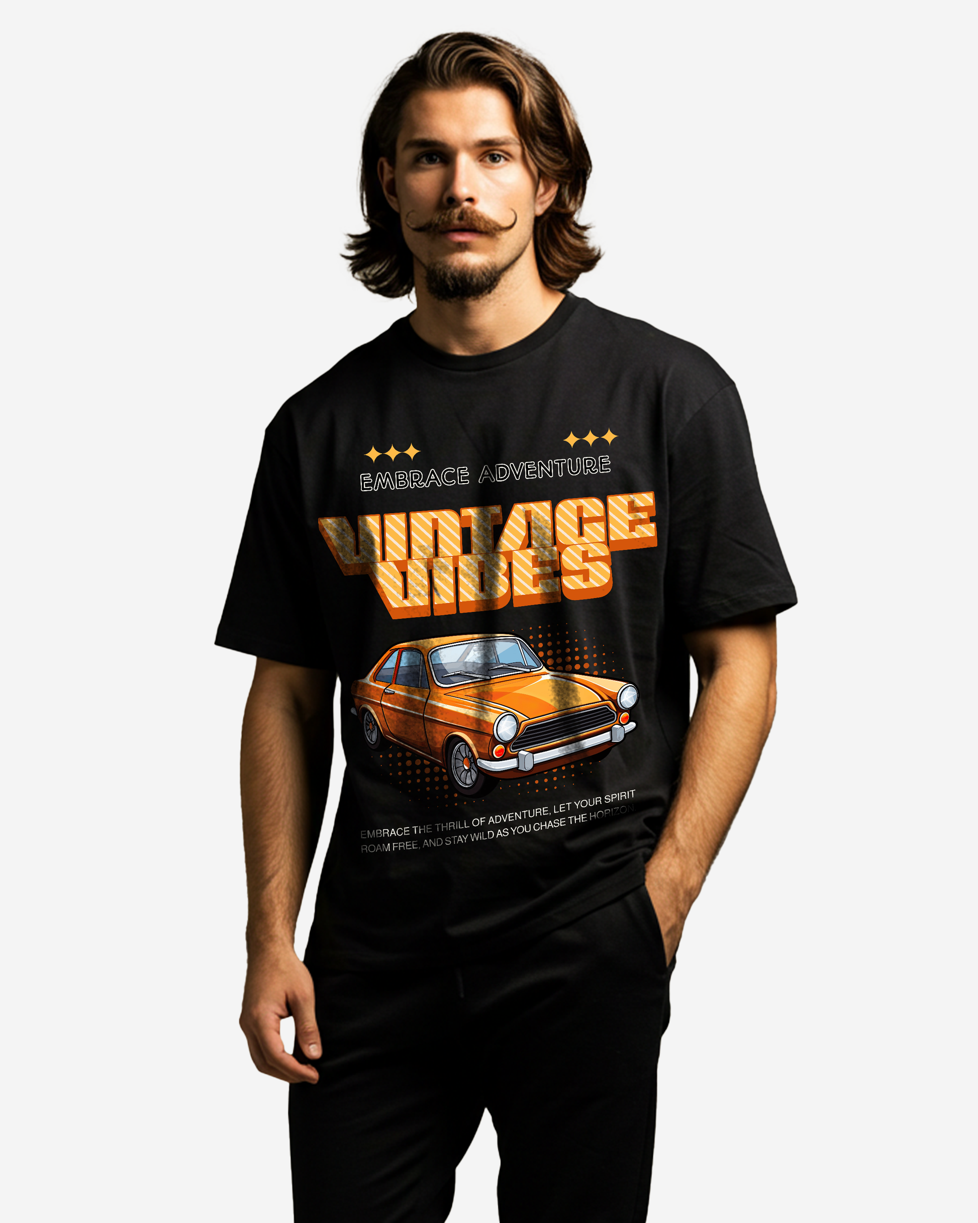 Stay Wild Vintage Car Men's Oversized T-Shirt
