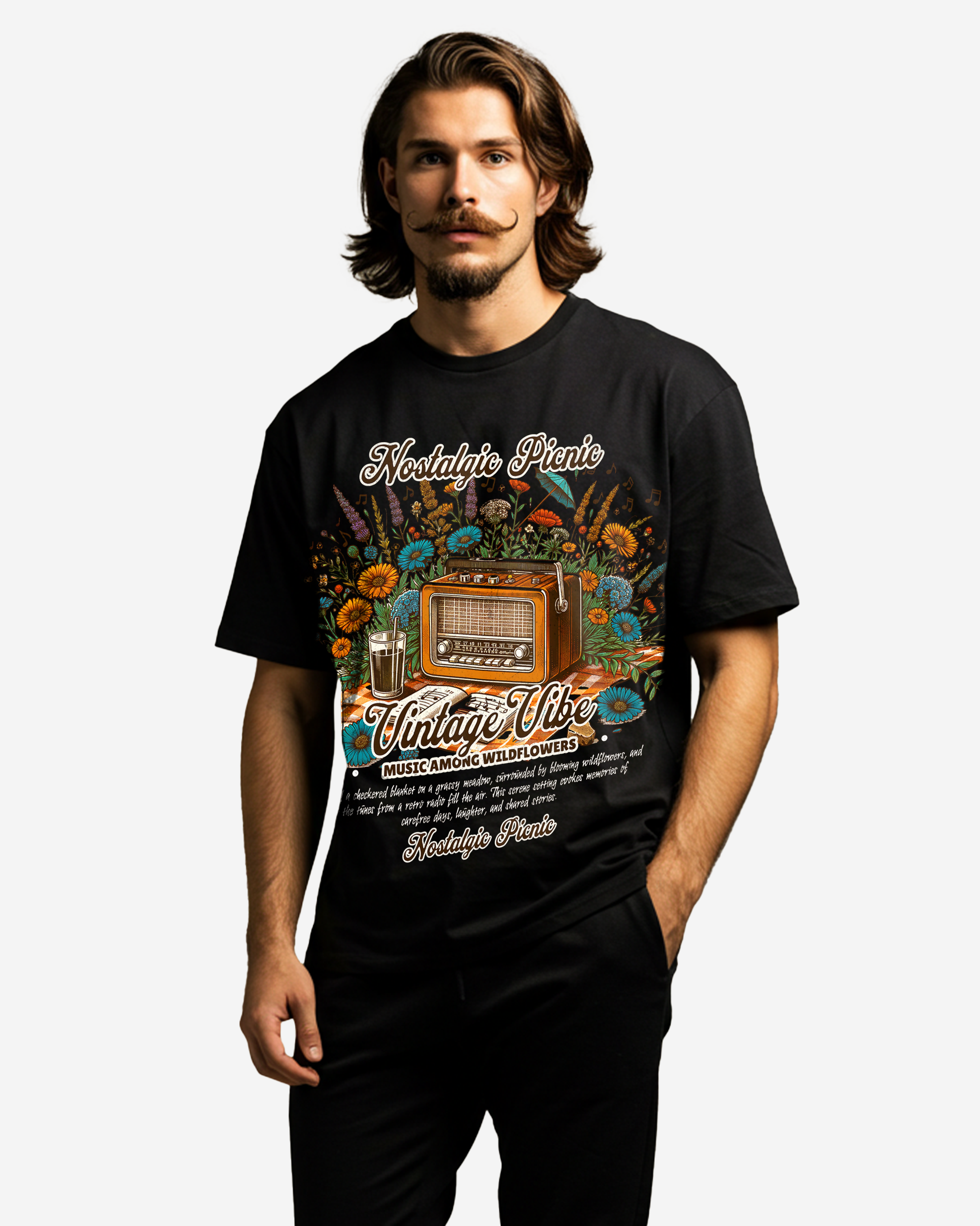 Nostalgic Picnic Men's Oversized T-Shirt