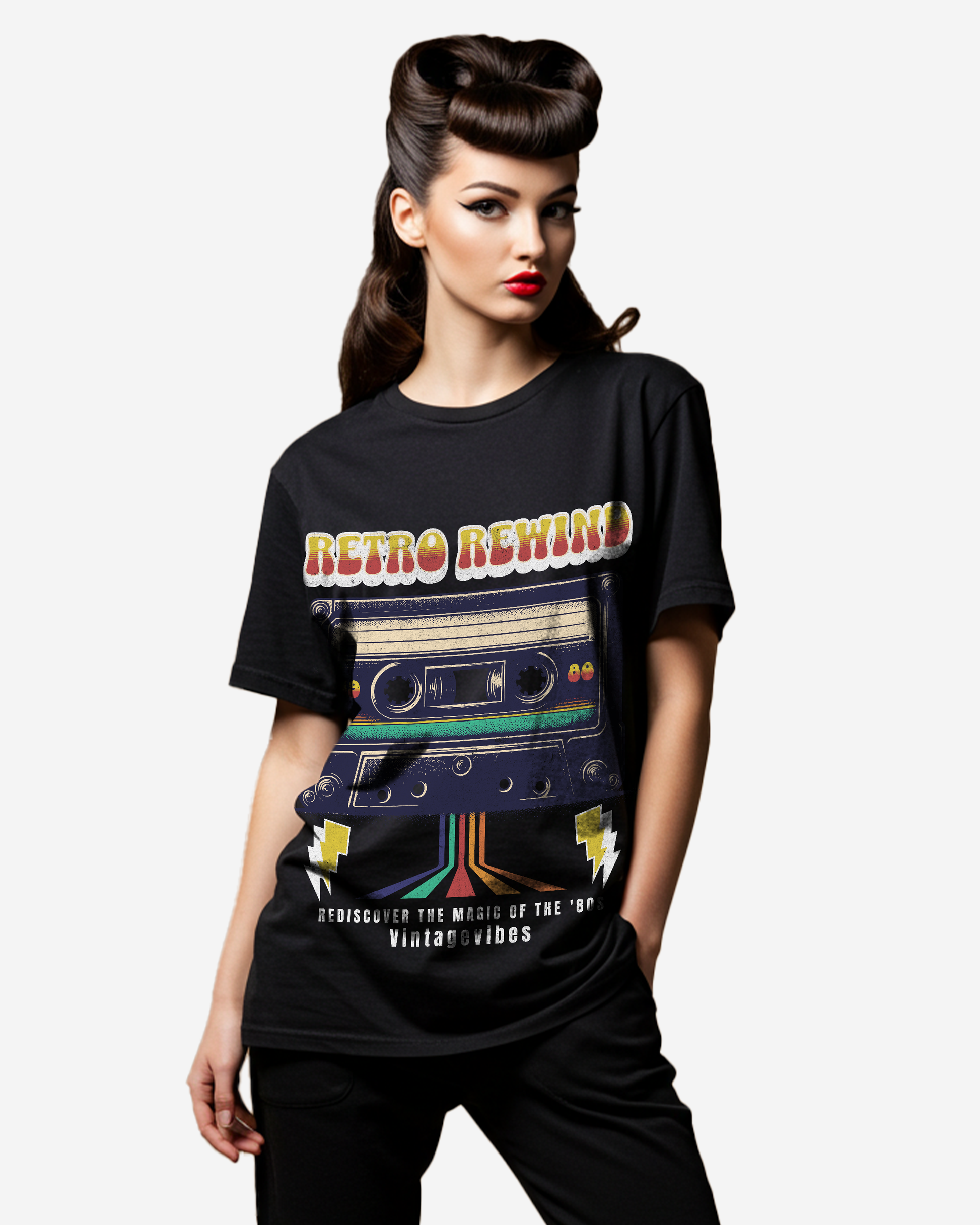 Cassette Tape Retro Rewind Women's Oversized T-Shirt