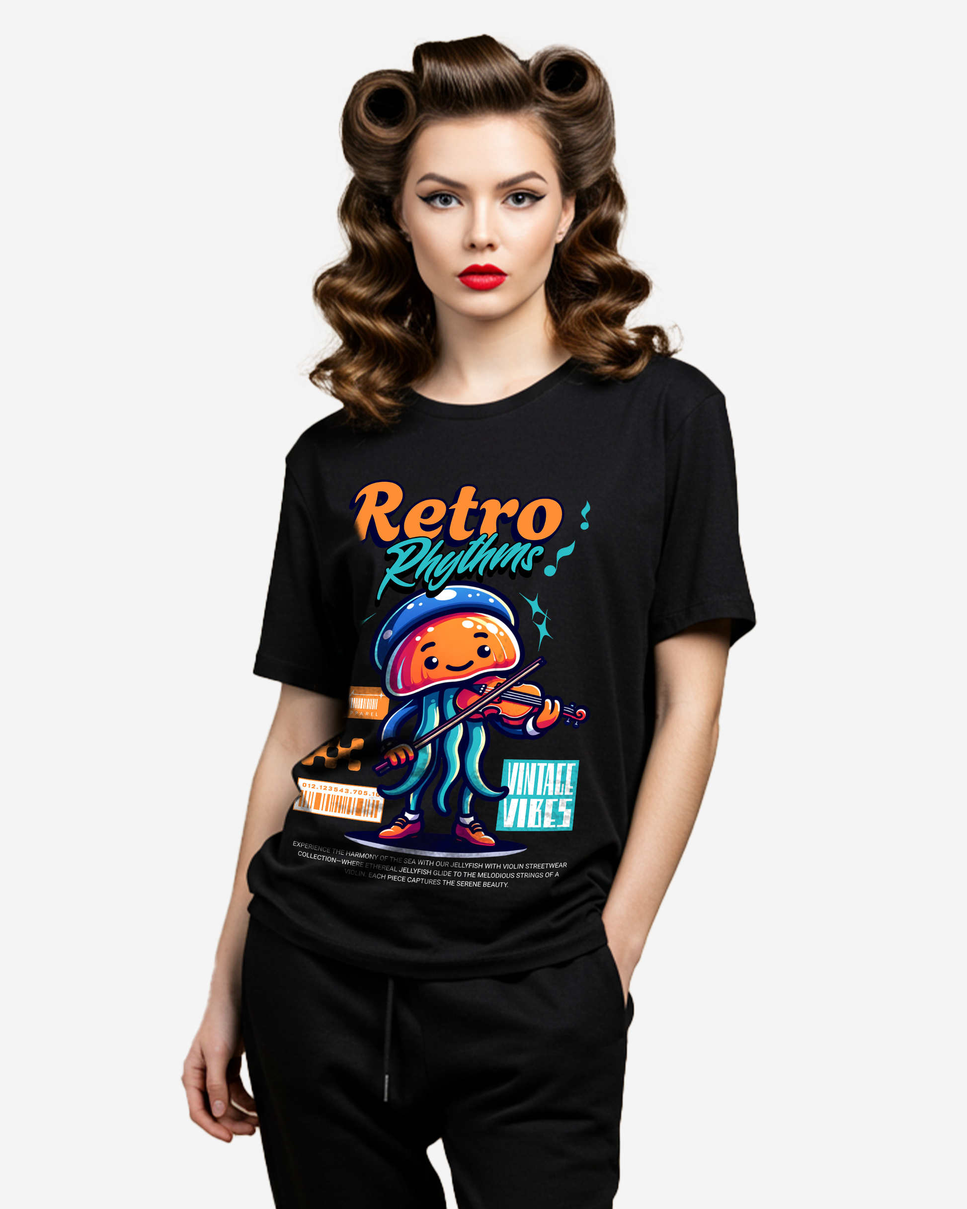 Retro Rhythms Music Women's Oversized T-Shirt