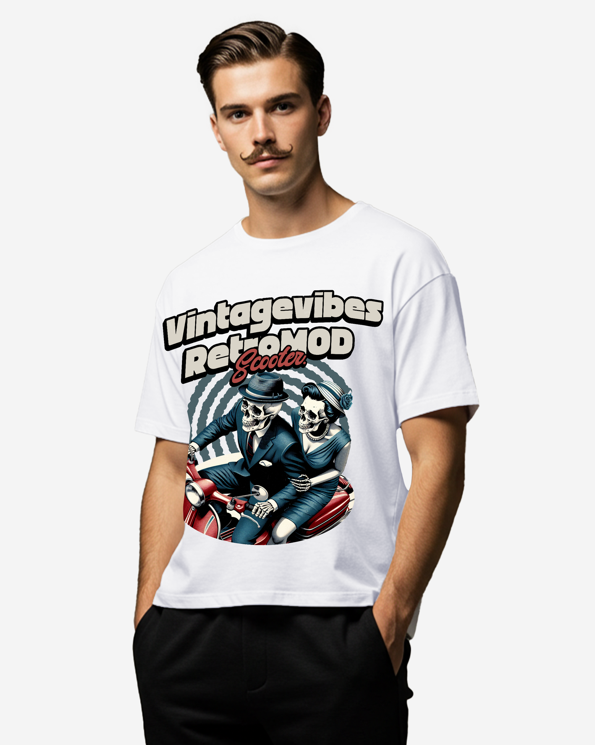 Retro Mod Scooter Men's Oversized T-Shirt
