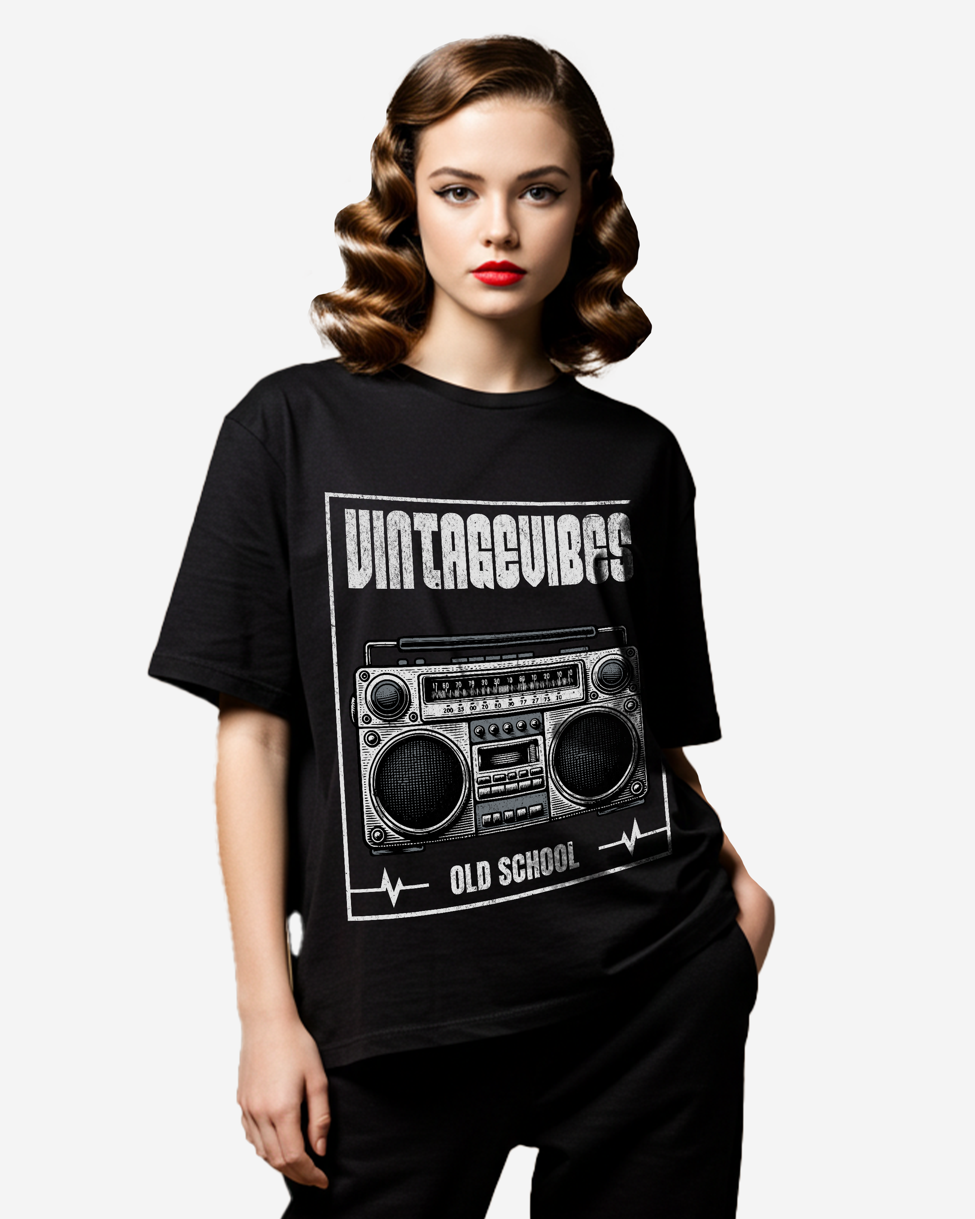 Boombox Radio Old School Women's Oversized T-Shirt