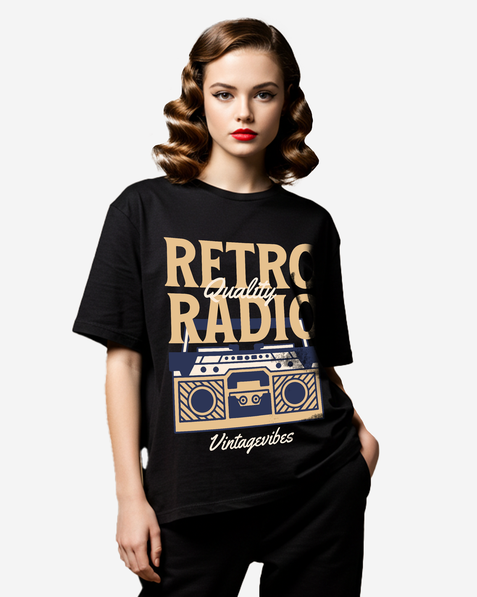 Retro Radio Women's Oversized T-Shirt