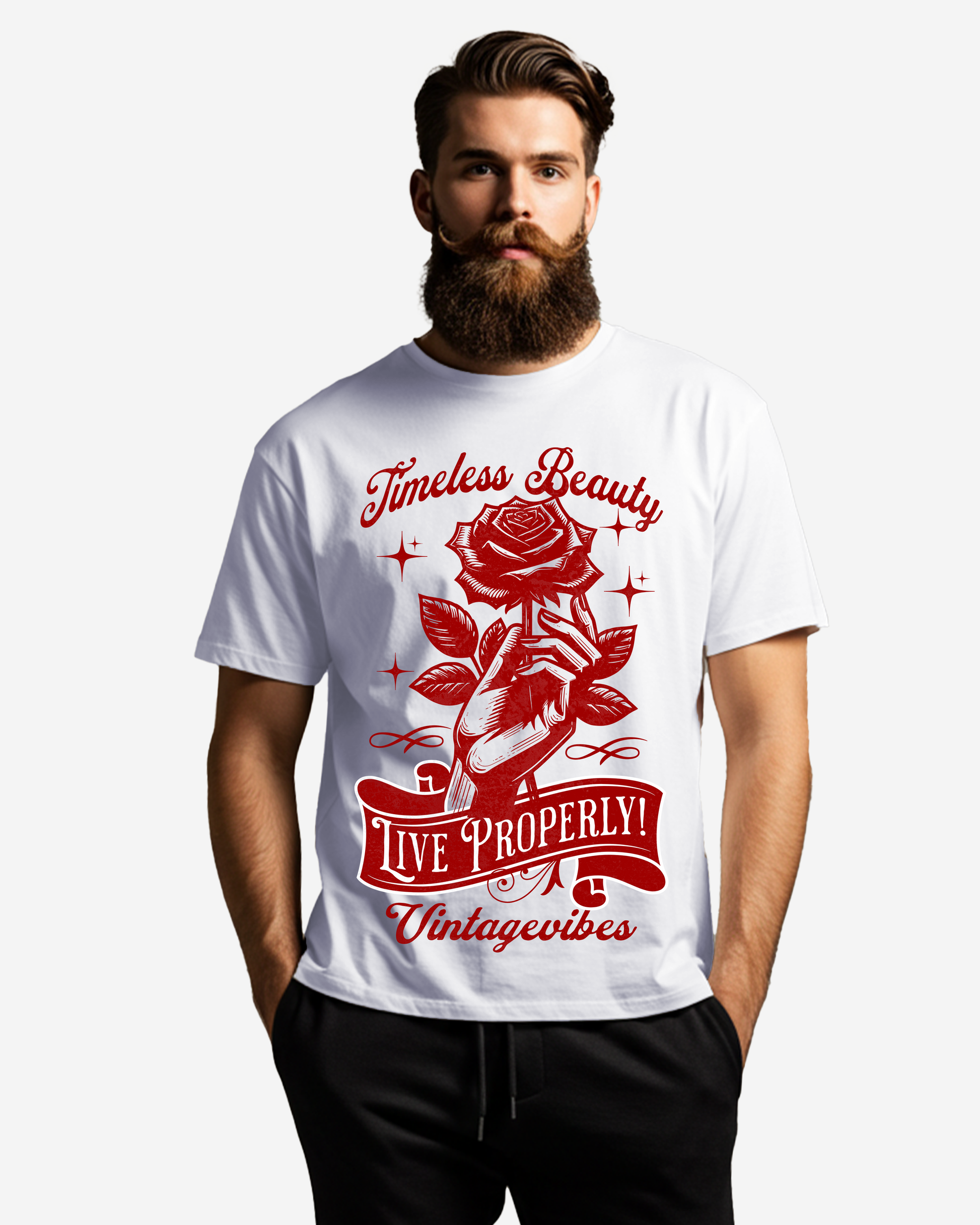 Timeless Beauty Live Properly Men's Oversized T-Shirt