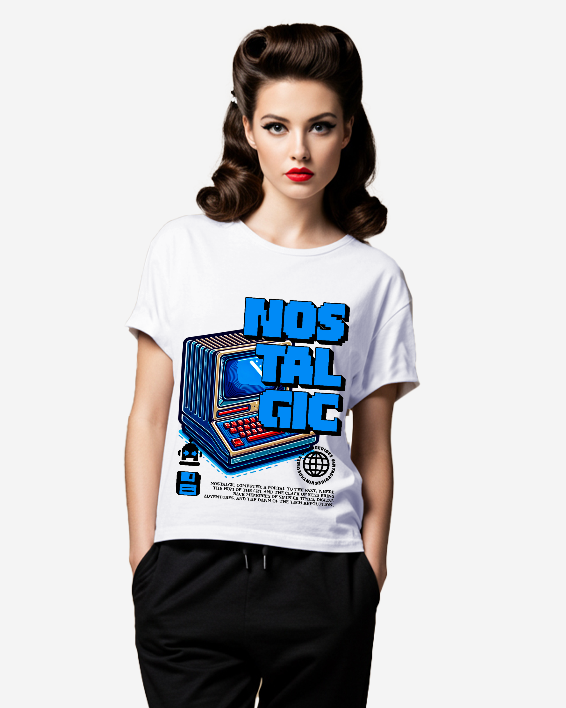 Nostalgic Computer Women's Oversized T-Shirt